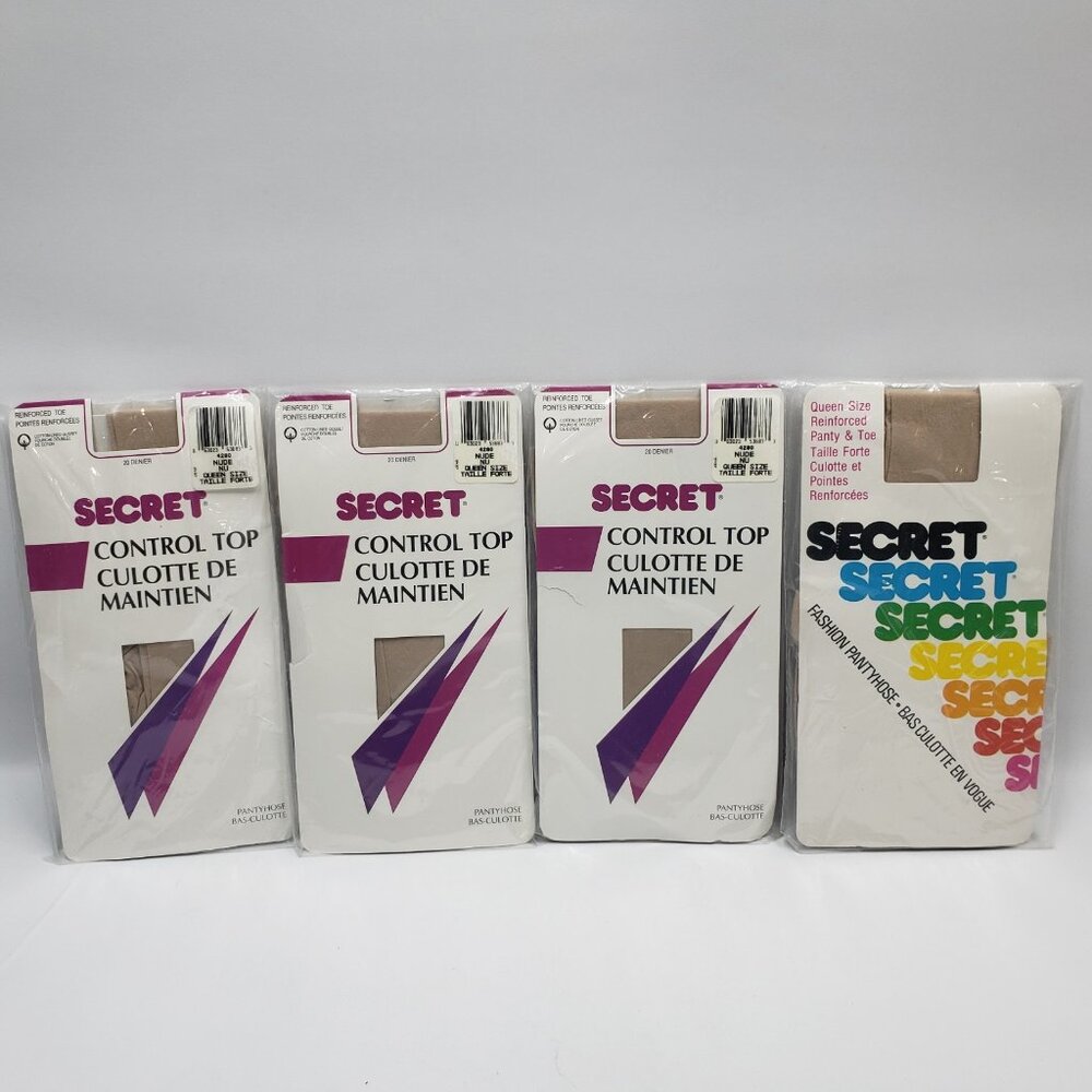Secret Pantyhose 3 Control Top Style 4280 and 1 Reinforced Panty Style 3000 Nude